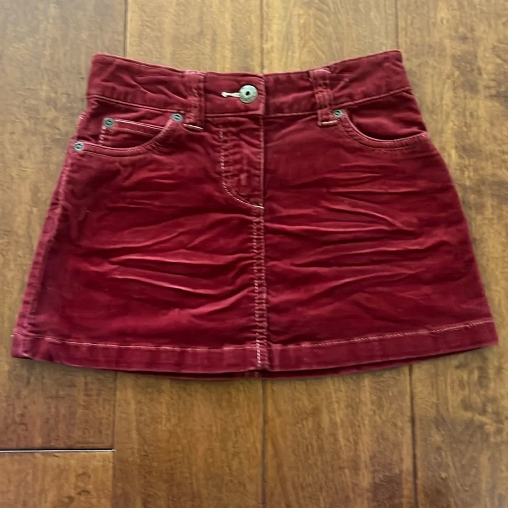 Mini Boden Burgundy CorduroyHeart Pocket Skirt Size 5-6 Y